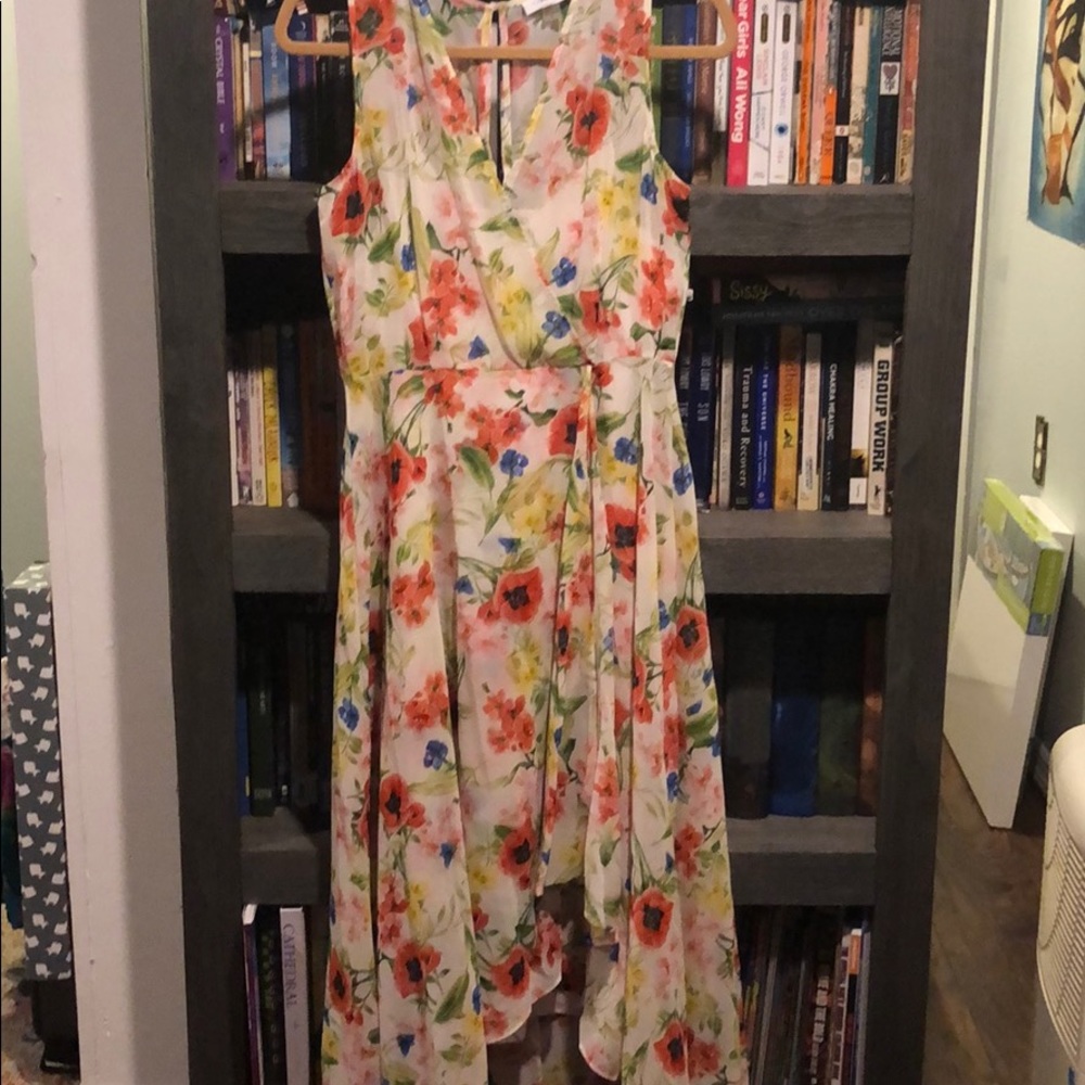 Calvin Klein floral high low dress